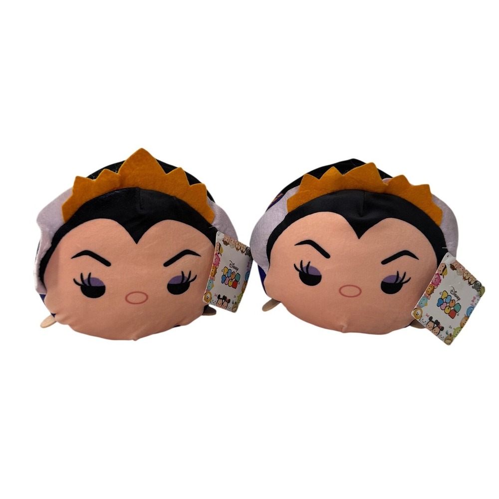 Disney‎ Tsum Tsum Evil Queen Plush Lot of 2 Snow White Villain Medium 10" Purple
